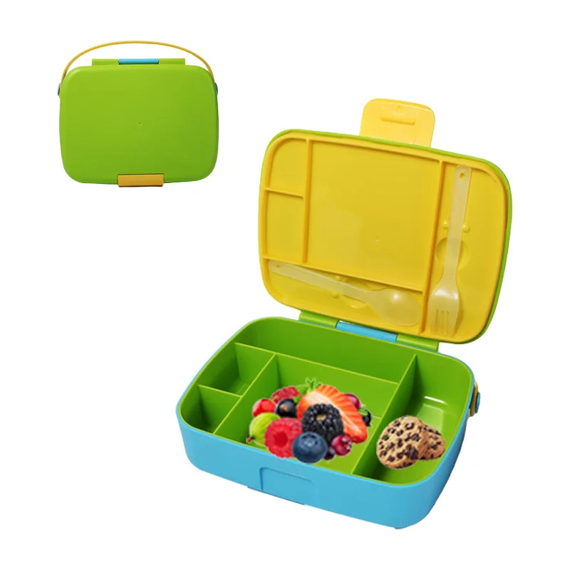 School Kids 3 Compartments Eco-friendly Reusable Plastic Lid Take Away Food Storage Lunch Box 1200ml Leak-proof for Children