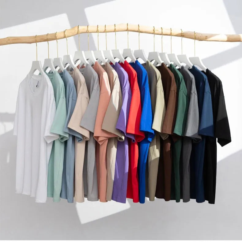 China Bangladesh Factory Price OEM Customized Logo Embroidery 240G Heavyweight Bamboo Cotton Loose Fit Crew Neck Mens T Shirt MegaBDM