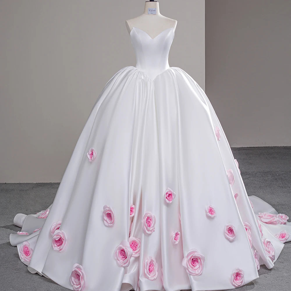 Jancember SFY53 Fashion Sleeveless Ball Gown Bridal Wedding Dresses With 3d Flower