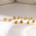 Zircon Flower Stud Earrings Stainless Steel 18K Gold Plated Waterproof Hypoallergenic Women Jewelry Wholesale