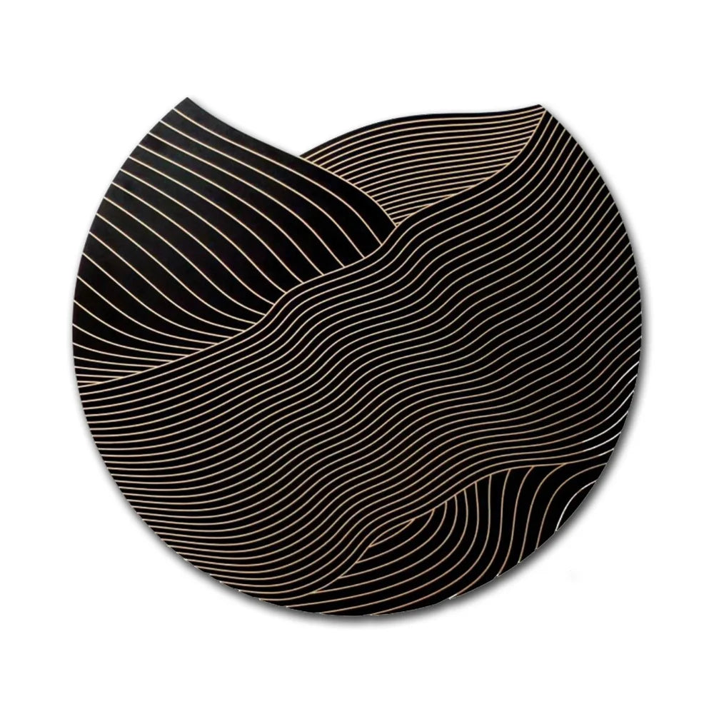 Wholesale Modern Light Luxury 3D Carving Black Gold Round Porch Decorative Paintings Simple Living Room 3D Wall Paintings
