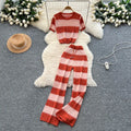 Summer Women's Casual Sets O-Neck Top And High Waist Knitted Set Clothing Wholesale