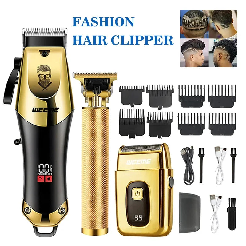 T9 Men's Electric Hair Clipper Beard Trimmer - Rechargeable Hair Cutting Machine with Nose Hair Trimmer Kit