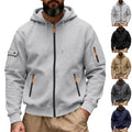 RNSHANGER Autumn Men's Loose Fleece Zipper Hooded Sweatshirts Casual Tooling Commuter Sports Casual Long Sleeve Hoodies Jacket MegaBDM