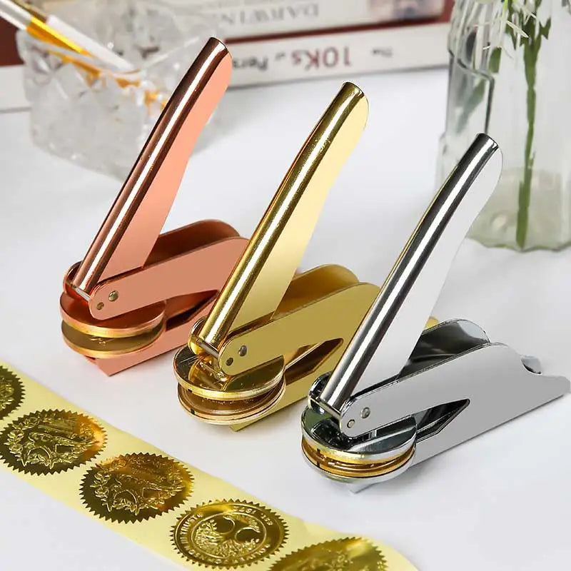 Handheld Steel Luxury Hot Box Logo Metal Mold Paper Personalized Shiny Seal Custom Embossing Stamp