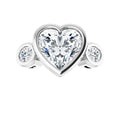 Jordyn 2 Carat Heart-Shaped Lab-Grown Diamond Engagement Ring Three-Stone Bezel-Set Style IGI Certified 14K Gold Plated Women's