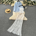 Women's Korean Loose Sets Halter Tube Top And Lace Hip Skirts Set Jogging Suits Wholesale