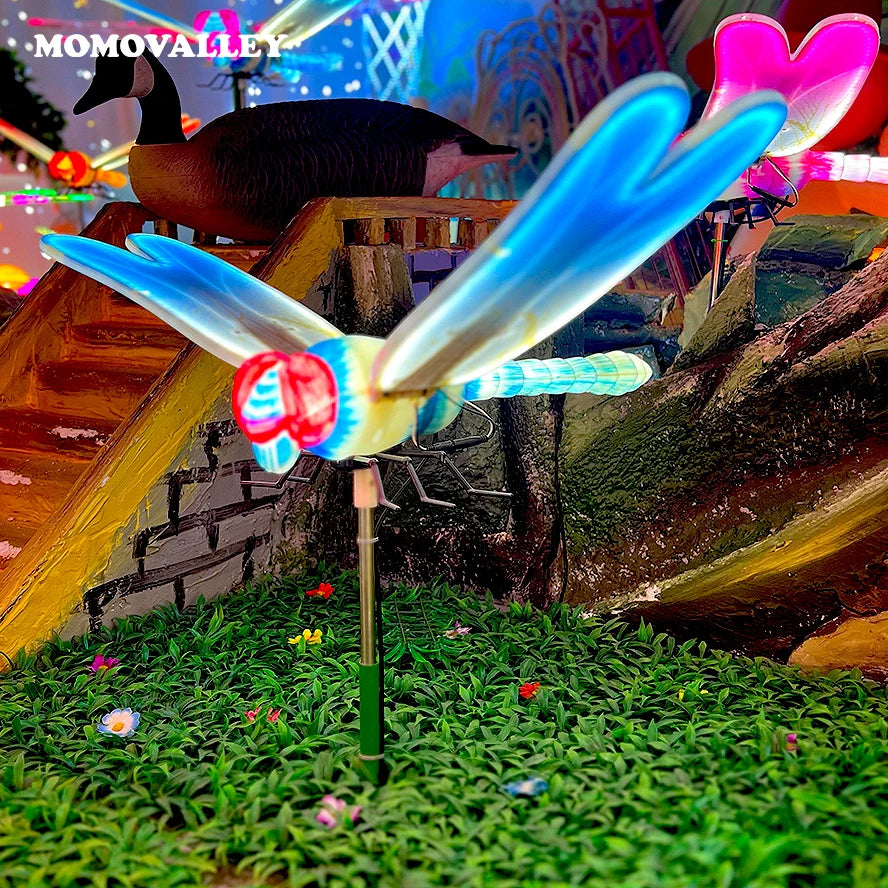 New waterproof dc12v garden holiday lighting garden dragonfly 3d motif lights christmas yard decoration
