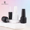 Customized Logo Printing Service 15ml Round Matte/Glossy Black White Gel Polish Bottle Glass With Cap and Brush