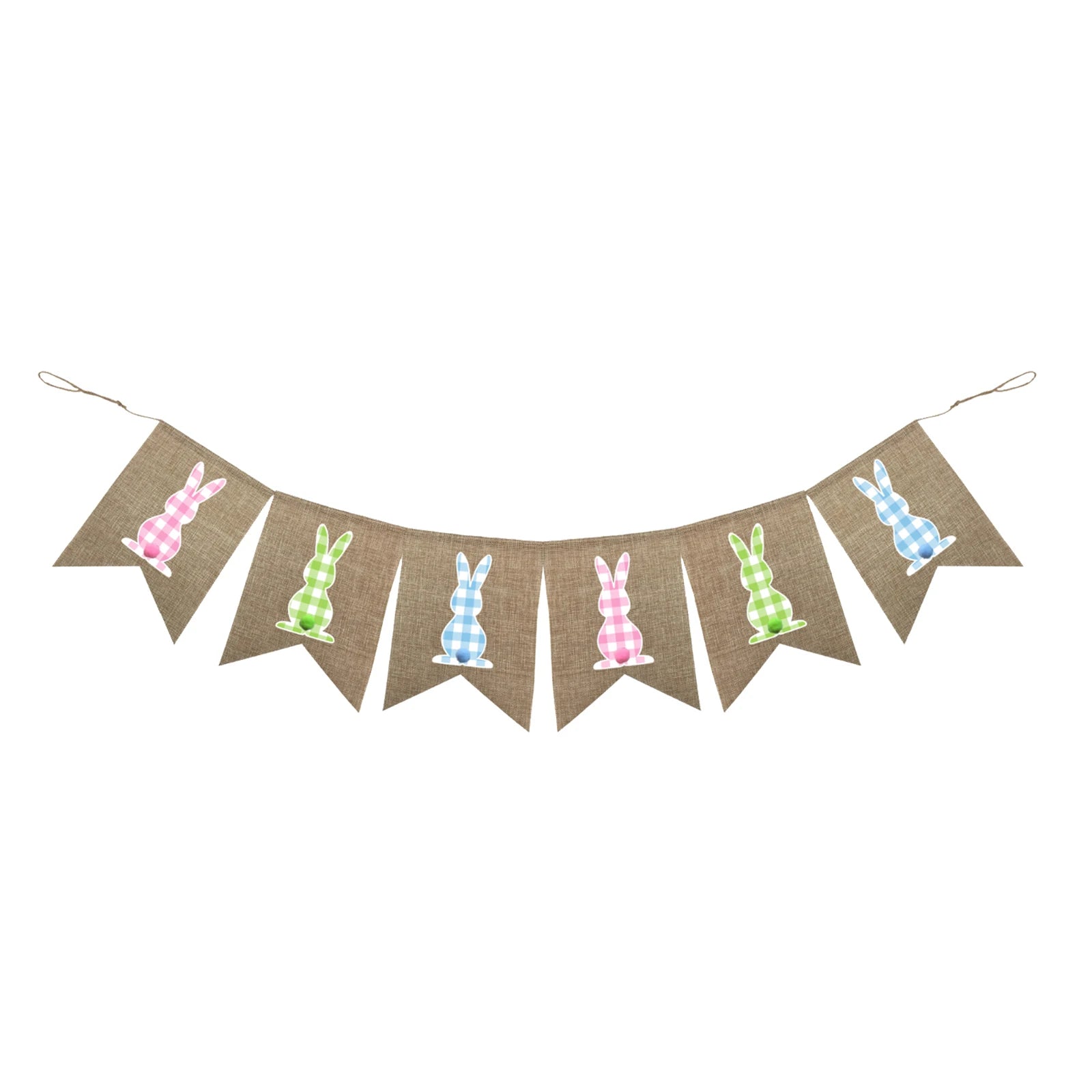 Rabbits Design Swallowtail Printed Party Banner Festive Holiday Bunting Decoration for Easter and Other Occasions