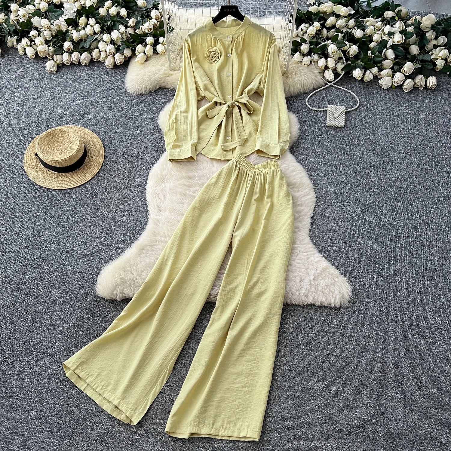 Women's Casual Sets Bandage Top And High Waist Set Jogging Suits Wholesale