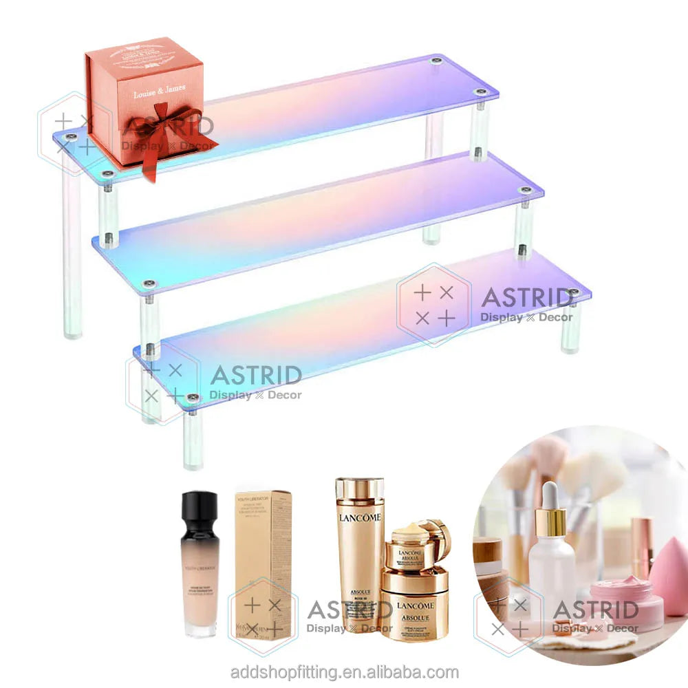 5 Tier Eco-Friendly Rainbow Aurora Anime Figures Organizer Shelf Acrylic Cosmetics Display Stand for Perfume