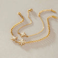 18K Gold PVD Plated Double Starburst Bracelet 316L Stainless Steel Non Tarnish Bold Link Chain Eight Point Star Jewelry Set MegaBDM