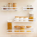 Single Tier White Metal Modern Multifunction Wall Mounted Floating Shelves for Bathroom Living Room Kitchen Food Spice Storage