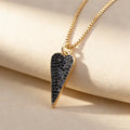 QIKU Gothic Style Black Rhinestone Heart Shape Pendant Women Necklace Copper Zircon Unisex Jewelry Accessory Gift Dropshipping