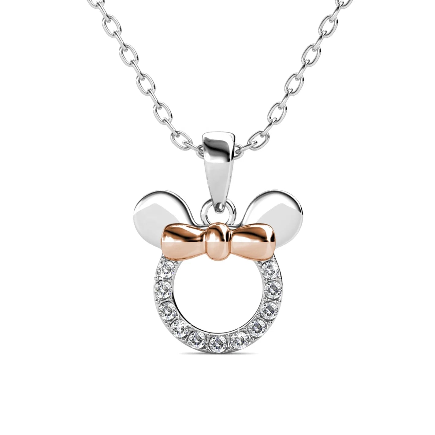 Kids Jewelry Minnie Daisini Embellished with Swarovski Crystals Hypoallergenic 925 Silver Jewelry Cute Pendant Necklace for Kids