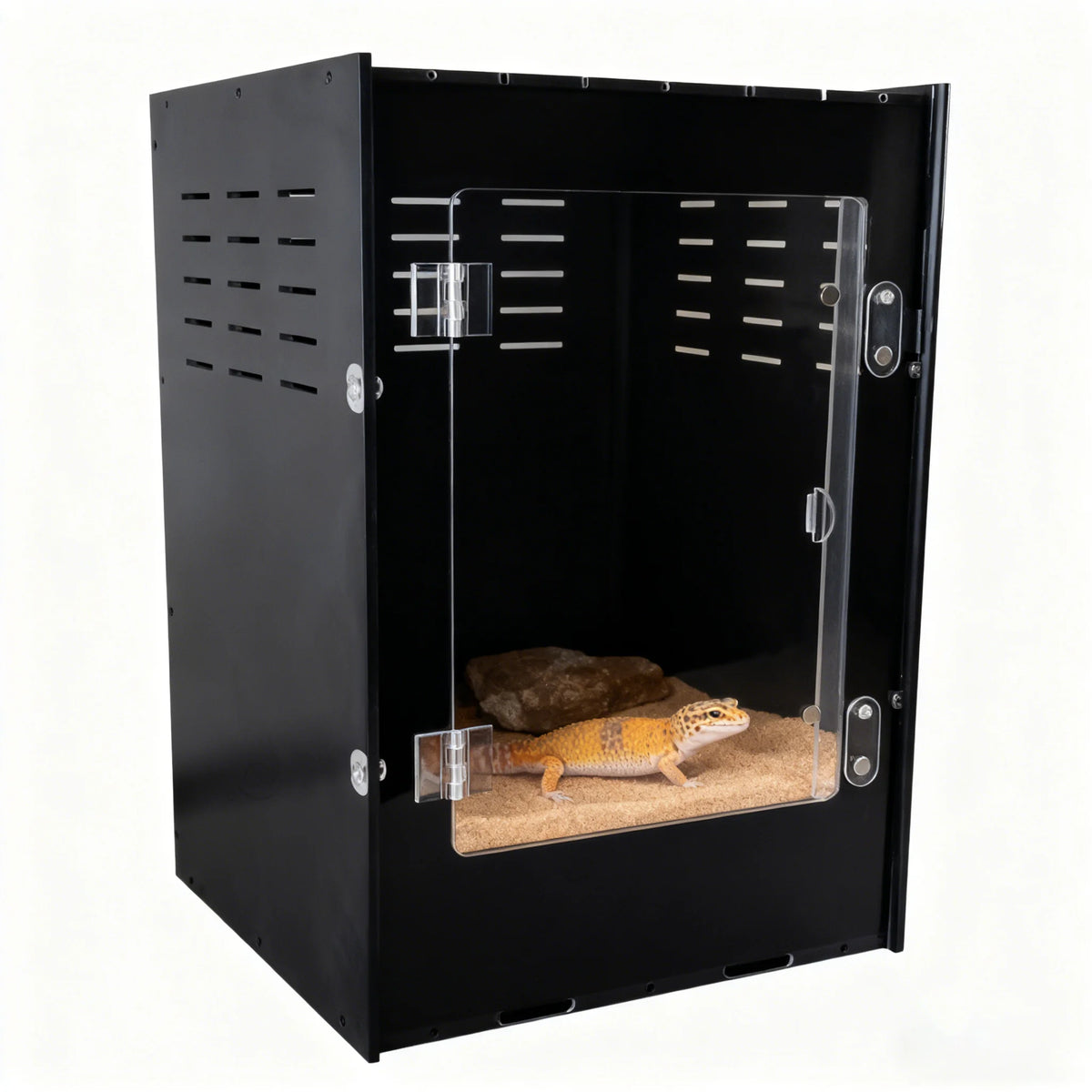 Factory Classic Solid 16in 25 Gallon Reptile Cage Snake Chameleon Terrarium Geckos Frogs Arboreal Reptile Enclosure Black Box MegaBDM