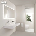 Solid Surface Acrylic Polyester Gel Coat Luxury Wall Hung Sink Basin with Drainer Modern Design KKR 12L