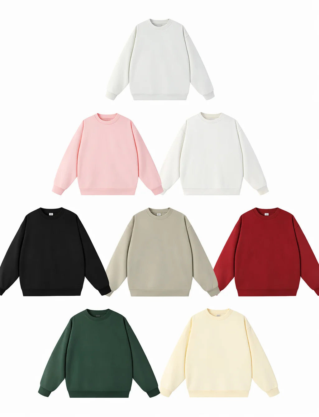 Bangladesh China Factory Price Custom Logo Embroidery 380G Heavyweight Cotton Oversized Unisex Crew Neck Pullover Sweatshirt MegaBDM