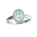 2026 New 925 Sterling Silver Natural Blue Topaz Gem Stone Oval Halo Wedding Engagement Cocktail Ring Women Destiny Jewellery