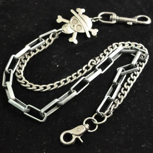 Men Trousers Metal Retro Anime Style Chain Hip-hop Punk Style Pants Waist Belt Key Money Clip Chain Trendy Accessories