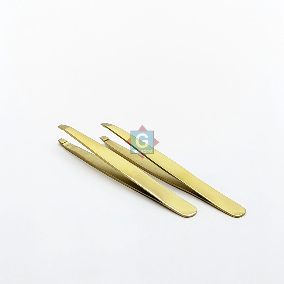 Luxury Eyebrow Tweezers with Slanted Tip Stainless Steel Custom Logo and Packaging in Rose Gold MegaBDM