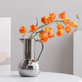 Modern Electroplated Silver Ceramic Pitcher Vase Decorative Flower Vase with Handle Nordic Home Table Centerpiece Vase MegaBDM