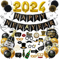 2024 New Years Eve Party Supplies Happy New Year Banner Balloon Gold 2024 Number Foil Balloon 2024 New Year Festival Party Decor