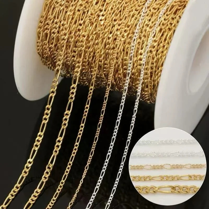 GP US 1.3mm 1.5mm 2.4mm Figaro Chain 14/20 14k Gold Filled US Silver 925 Chain Bulk Permanent Jewelry Chains Making 4016424