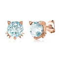 2022 New Natural Blue Topaz 925 Sterling Silver Cute Cat Kitty Stud Earrings Birthday Gift for Girls Destiny Jewellery