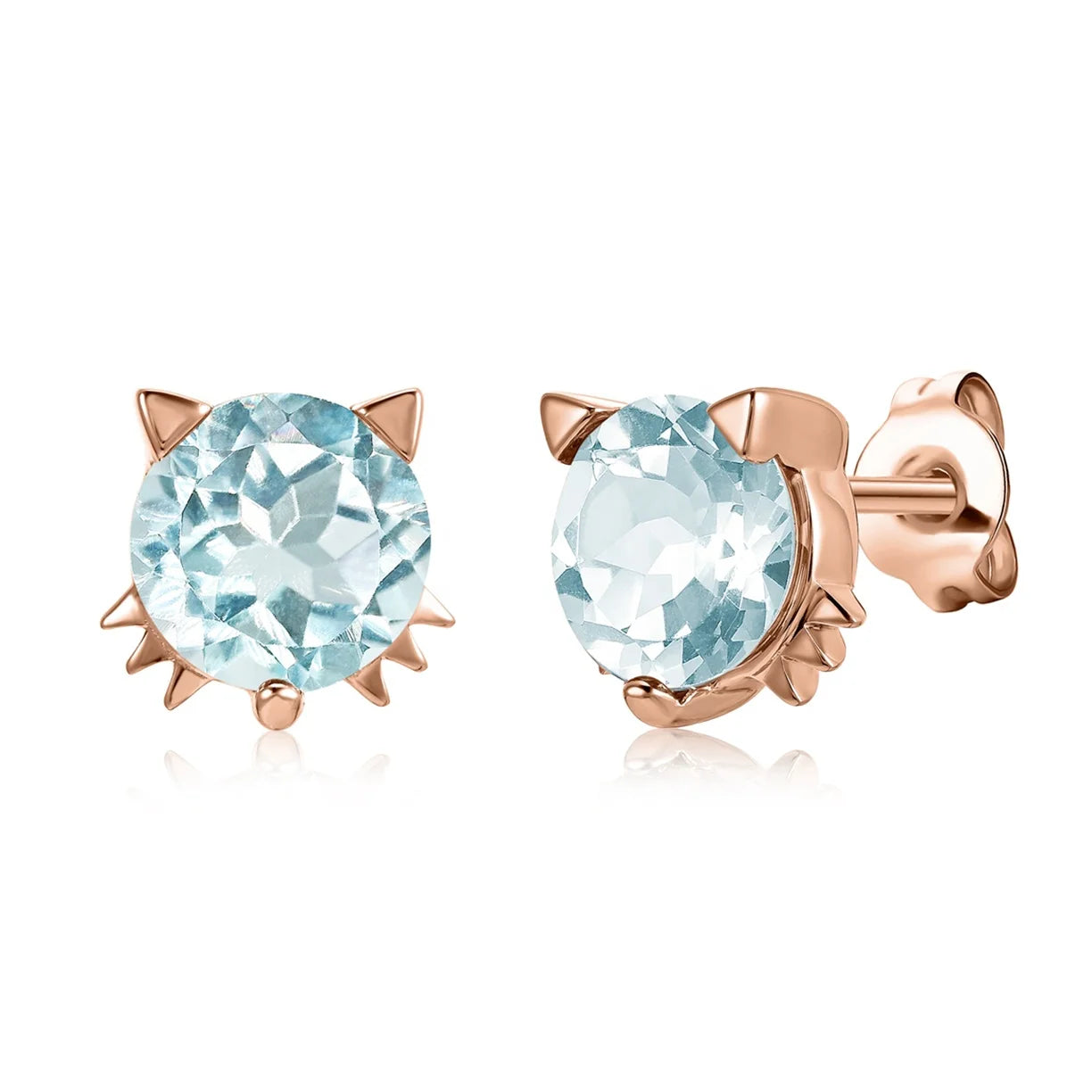 2022 New Natural Blue Topaz 925 Sterling Silver Cute Cat Kitty Stud Earrings Birthday Gift for Girls Destiny Jewellery
