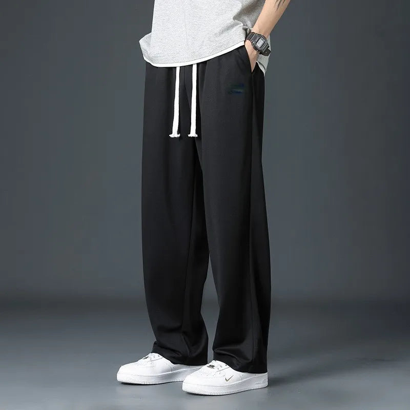 Bangladesh China Factory Price Custom Logo Embroidery Spring Summer Thin Straight Leg Loose Quick-drying Men's Casual Long Pants