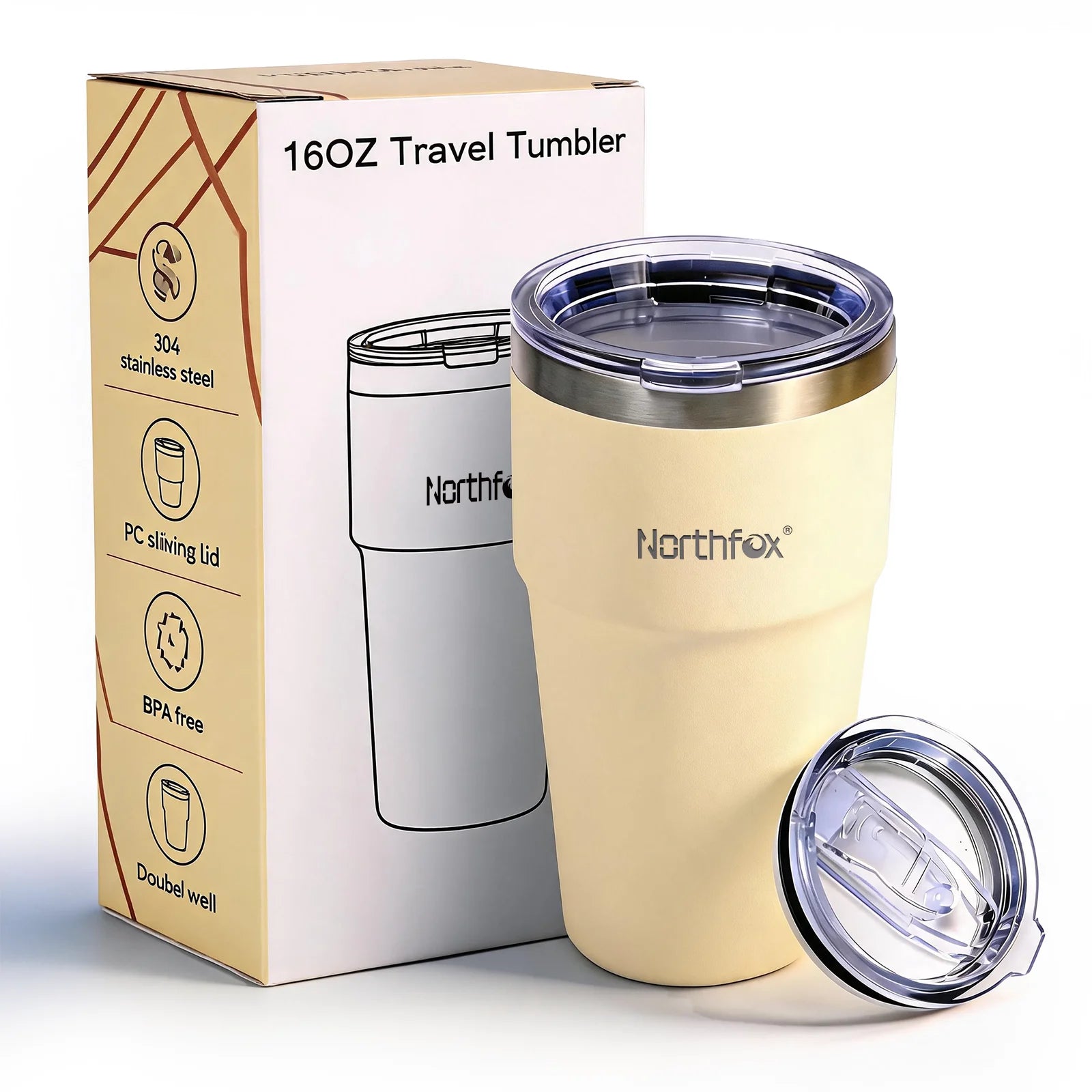 Eco-Friendly Double Wall Vacuum Insulated Stainless Steel Water Bottle with Flip Lid 16OZ Leak-Proof Thermo Flask for Outdoor
