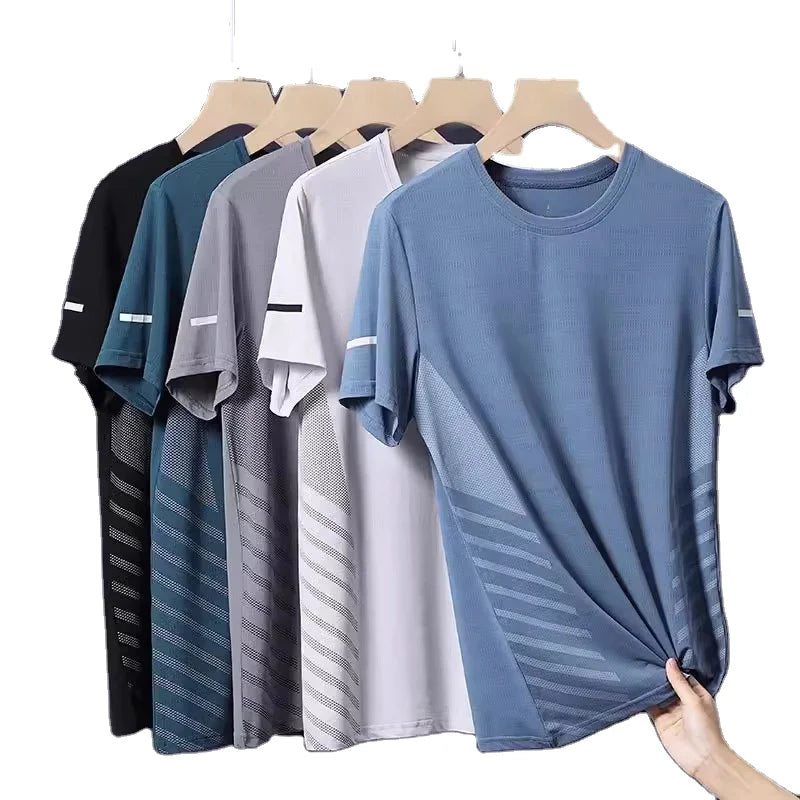 Oem Customized logo Synthetic Ice Silk Summer Thin Sports Short-sleeved Loose Large-size New Tops Men's Short Sleeve T Shirt MegaBDM