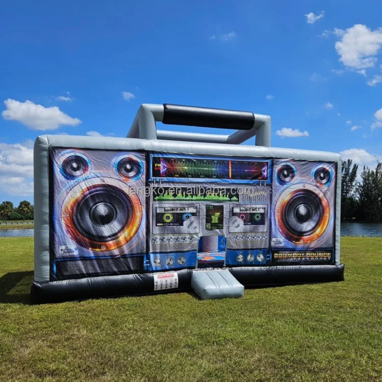 Hot Sale Interactive Inflatable Disco Dance House Adult Boom Box Jumping Bouncy Castle Retro Boombox Bouncer for Party