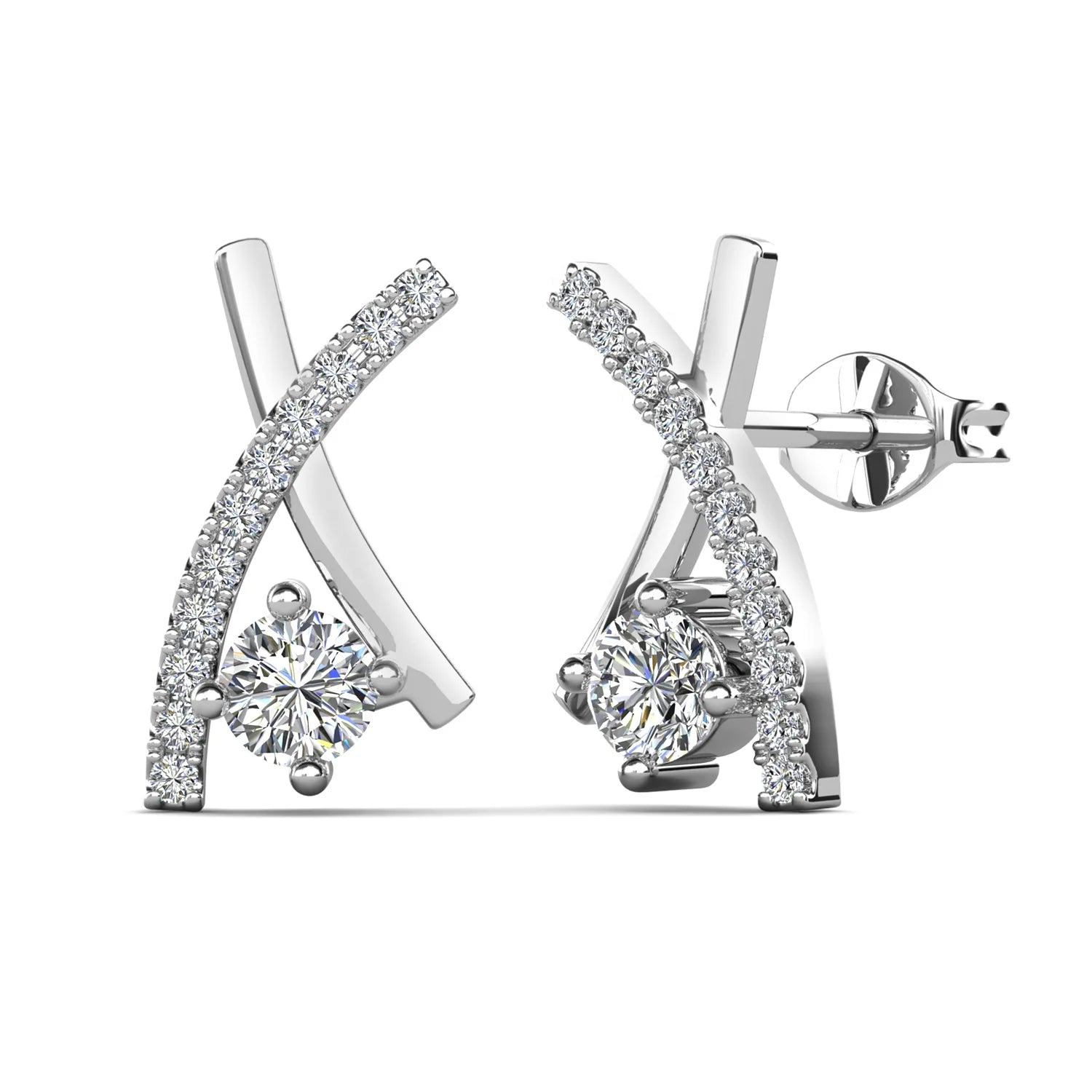 GRA Moissanite With Certificate Hypoallergenic 925 Silver Modern Cross Stud Earrings Fine Jewelry for Women Destiny Jewellery