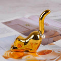 Gold/Silver Animal Pose Cat Ceramic Earring Ring Holder with Simple Modern Design for Home Decor Jewelry Display