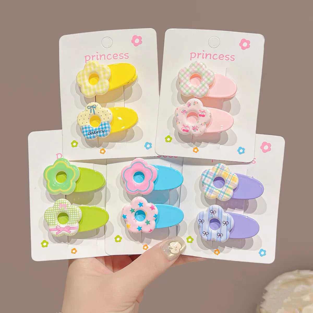 Cute Plaid Flower Bow Hairpin Female Sweet Side Clip Broken Hair Duckbill Clip Children's Hairpin Hair Accessories