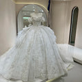 Jancember DW0064 Beautiful Off Shoulder Tulle Fabric Ball Gown Wedding Dresses With Flower