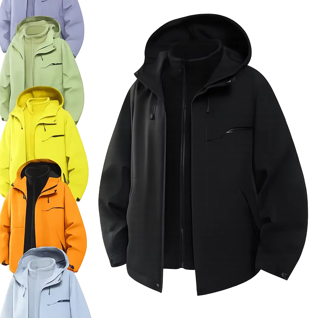 Oem Customized logo Design 3-in-1 Windproof and Waterproof Outdoor Hiking Jacket Detachable Jacket Men's Jacket MegaBDM