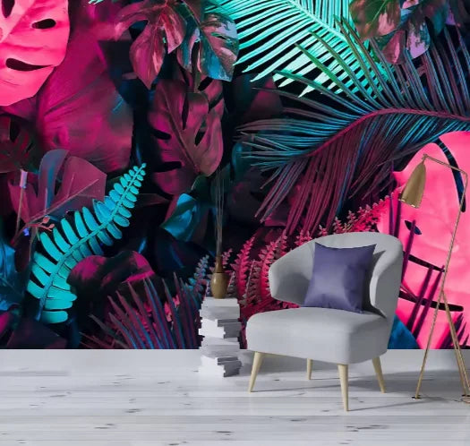 Tropical Wallpaper Banana Leaves Mural Wallpaper Papel Leaf Tapiz Para Pared Colorful Plant Wall Mural for Bedroom Living Room