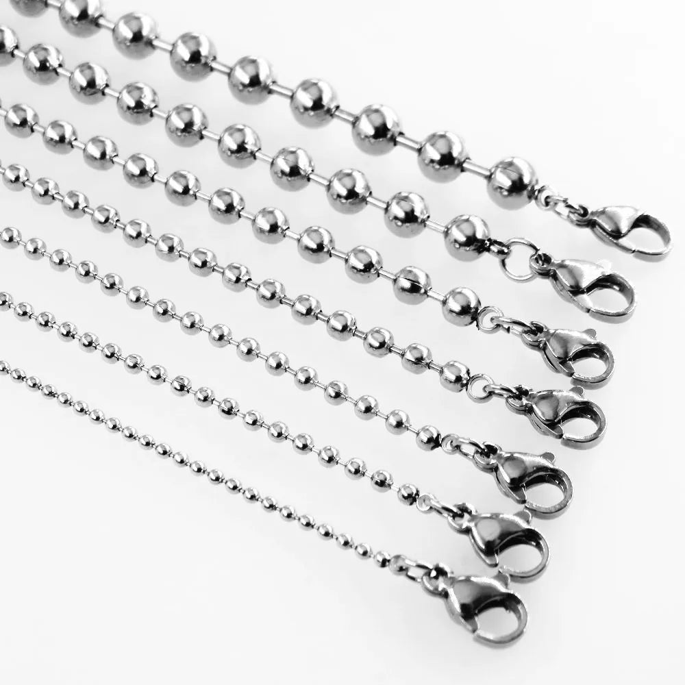 Round Ball Bead Chain Stainless Steel Bag Charm Clothing Accessory Women Fashion Chains Necklace MegaBDM