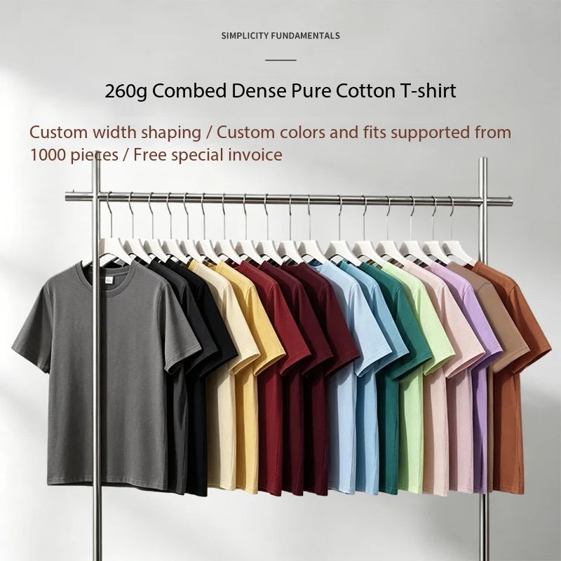 Bangladesh China Factory Price 260G Heavyweight 100% Cotton Mens Crew Neck T Shirt Loose Fit Short Sleeve Premium Wholesale MegaBDM
