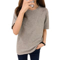 Pure Cotton Women's Vintage Casual T-Shirt with Lace & Button Natural Waist Custom Pattern O-Neck Jersey 50 Colors Stock