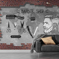 Modern Botanical Design Peel and Stick Wall Art Waterproof Anti-Static Removable Wallpaper for Barber Shop or Mall Application