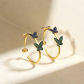 QIKU Wholesale Luxury Rainbow Crystal Butterfly Hoop Earrings Big Circle Charm Wedding Engagement Jewelry Accessories