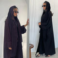 Best Selling Open Abaya Plus Size Black Embroidered Abaya With Headscarf Black Abaya Women Muslim Dress 2023 Dubai