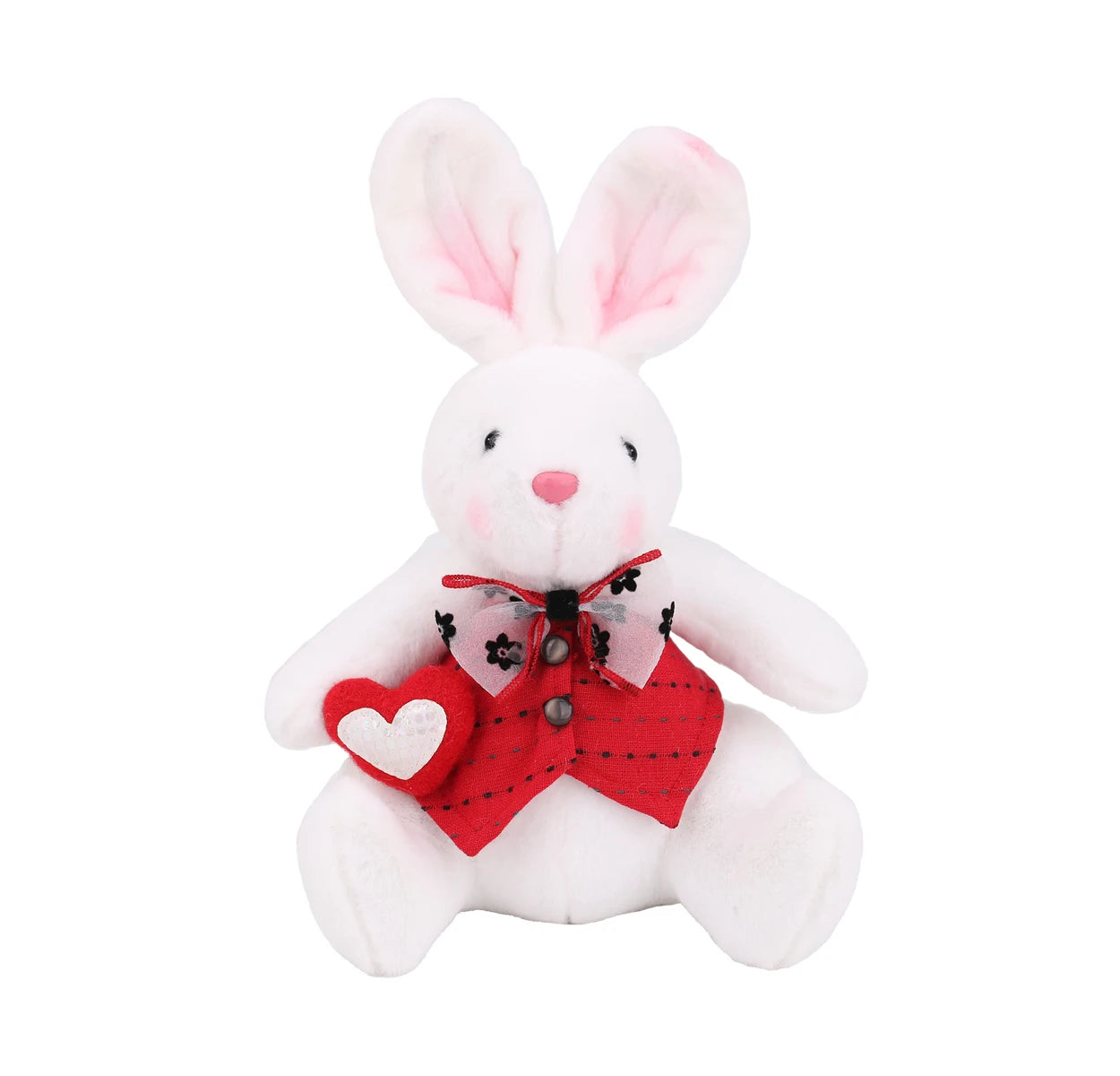Zaves Valentine's Day Love Rabbit Stuffed Toy Red White Polka Dot Bunny Doll Heart Shaped Gadgets Sitting Easter Toy PP Cotton