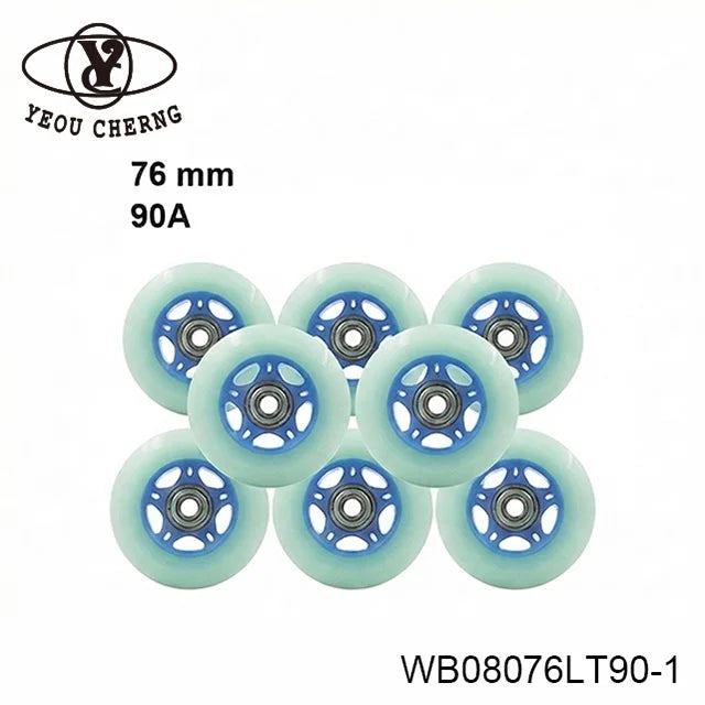76mm Skate Wheel 90A Transparent Blue Scooter Wheel Blue Core Skate Wheel Scooter Parts MegaBDM