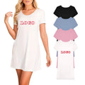 Customized logo Ladies Nightgowns Print Loungewear Female Solid Color Short Sleeve Nightdress Women Sleepwear